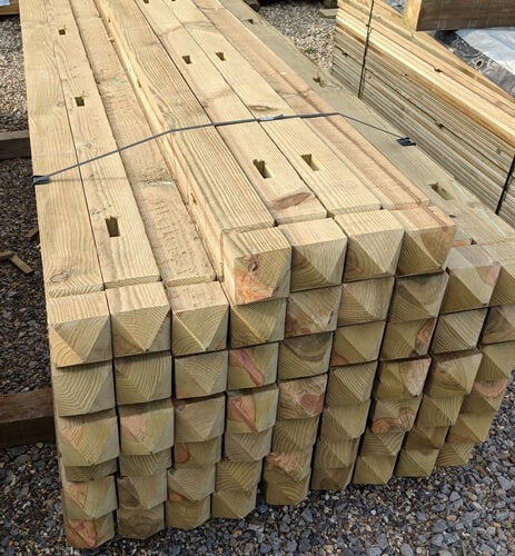 Palidae Square Posts Mortised Posts for Closeboard or Palisade Fencing 10cm x 10cm (4