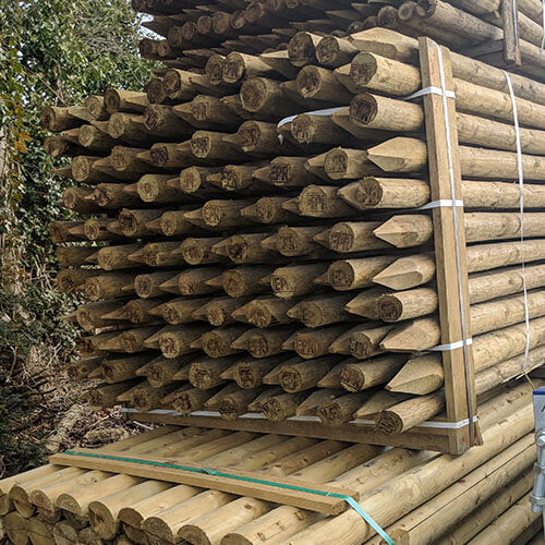 Canted Posts Peeled Round Pointed Posts for Wire Fencing – Crestala Fencing Centre