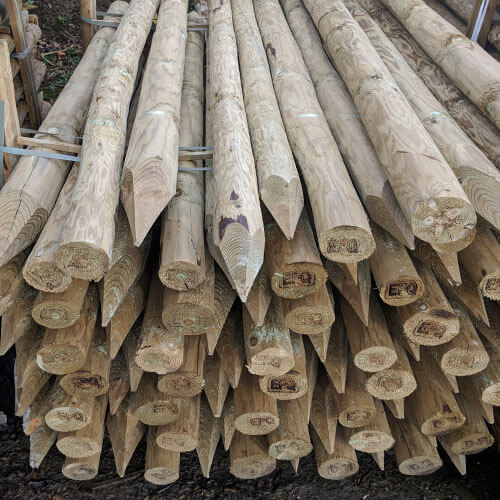 Peeled Round Pointed Posts for Wire Fencing – Crestala Fencing Centre